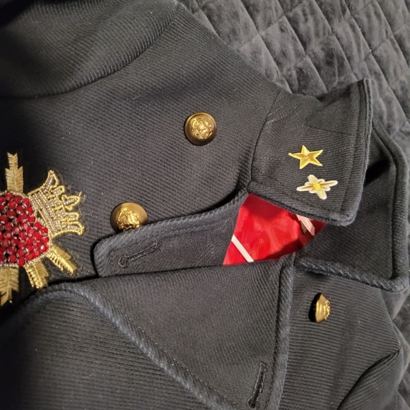 Abercrombie and Fitch Navy Pea Coat with Designer Applique - Picture 7 of 9